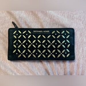 Michael Kors Black and Gold Studded Wallet